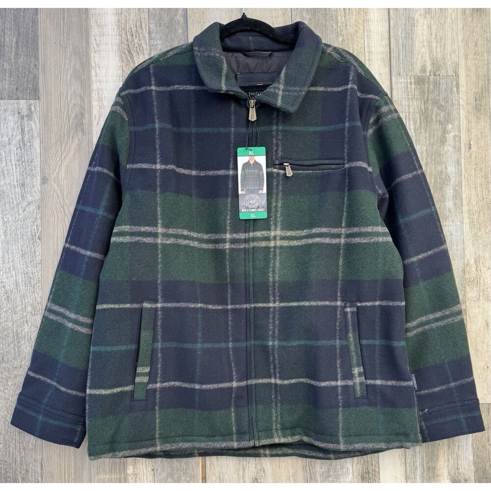 Colorado Clothing Men's Classic Fit Flannel Jacket, Green, Plaid Design Size XL